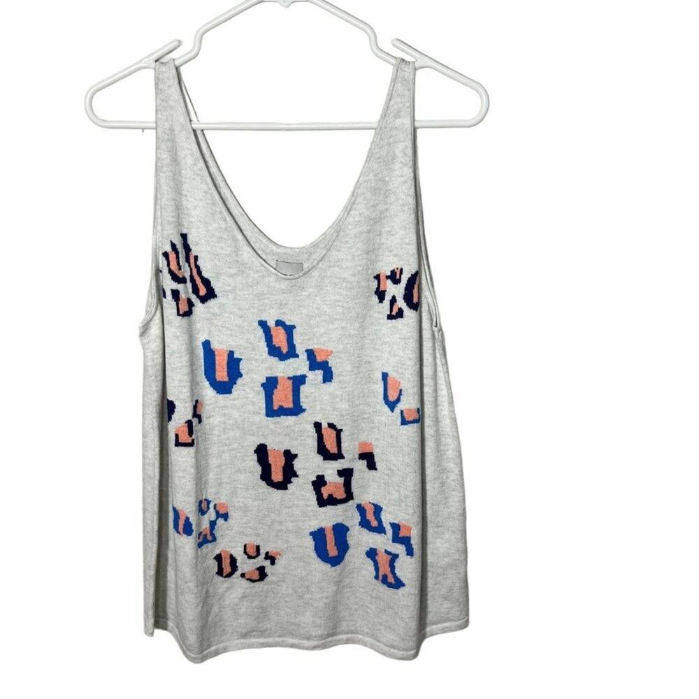 Nic & Zoe Abstract Vital Knit‎ Tank Top Vest/Sweater Sz L